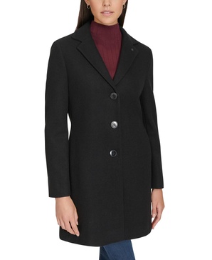 Petite Notched-Collar Single-Breasted Coat