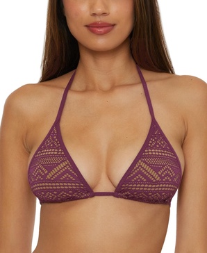 Women's Color Play Crochet Triangle Bikini Top