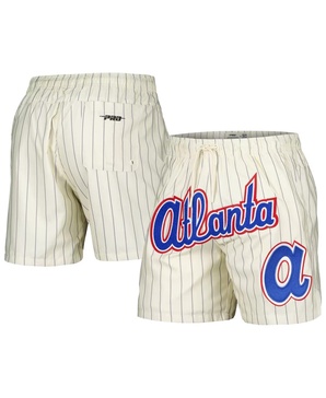 Men's Cream Atlanta Braves Pinstripe Retro Classic Woven Shorts