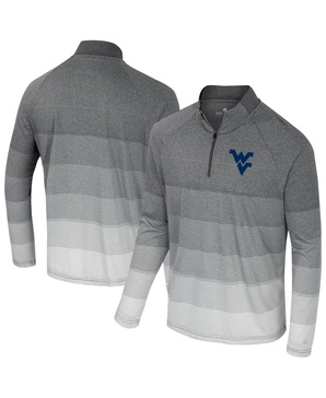 Men's Gray West Virginia Mountaineers AI Striped Mesh Quarter-Zip Raglan Windshirt