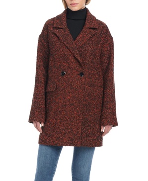 Women's Double-Breasted Novelty Herringbone Wool Coat