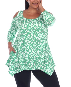 Plus Size Leopard Cold Shoulder Tunic Top