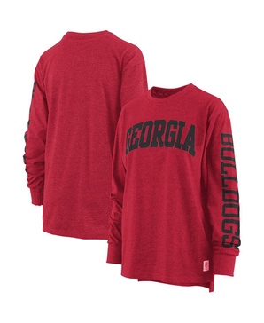 Women's Red Georgia Bulldogs Two-Hit Canyon Long Sleeve T-shirt