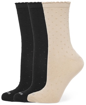 Women's 3-Pk. Textured Dot Scalloped Crew Socks