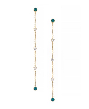 Green Opal Linear Earrings in 18K Gold Plating