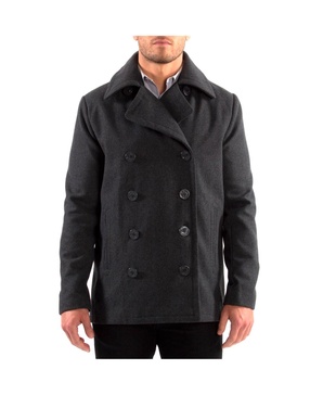 Men's Mason Wool Blend Pea Coat Jacket Double Breasted Dress Coat