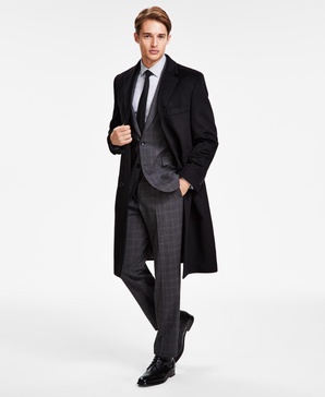 Men's Classic-Fit Solid Wool Blend Overcoats