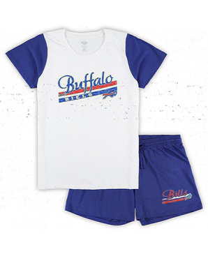 Women's White, Royal Buffalo Bills Plus Size Downfield T-shirt and Shorts Sleep Set