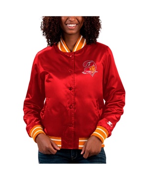 Women's Red Tampa Bay Buccaneers Full Count Satin Full-Snap Varsity Jacket