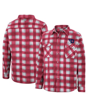 Men's Red/White Dayton Flyers Ellis Plaid Full-Snap Shirt Jacket