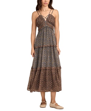 Women's Chiffon Print-Mix Maxi Dress