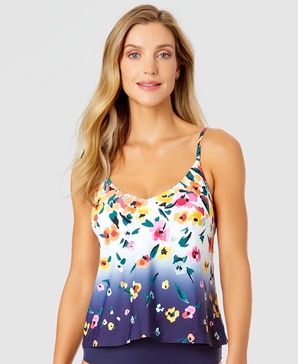 Women's Dip-Dyed Floral Tankini Top