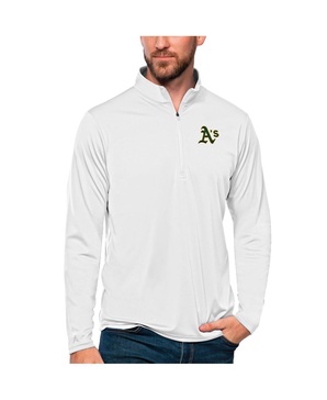 Men's White Oakland Athletics Tribute Quarter-Zip Pullover Top