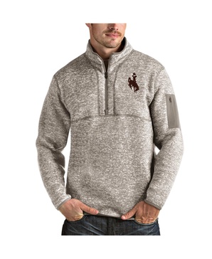 Men's Oatmeal Wyoming Cowboys Fortune Half-Zip Pullover Jacket