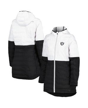 Women's White, Black Las Vegas Raiders Willow Quilted Hoodie Full-Zip Jacket