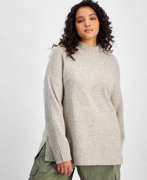 Trendy Plus Size Mock-Neck Tunic Sweater