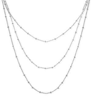 Silver Plated Beaded 18" Layered Necklace