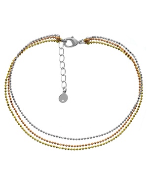 Tri Tone Layered Bead Chain Anklet