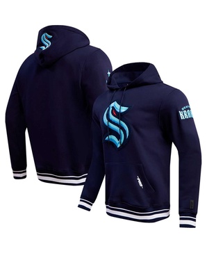 Men's Deep Sea Blue Seattle Kraken Retro Classic Fleece Pullover Hoodie