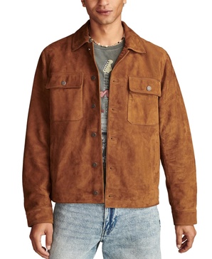 Men's Suede Button-Front Shirt Jacket