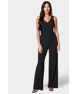 Women's Scuba Crepe V-Neck Jumpsuit