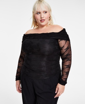 Trendy Plus Size Lace Off-The-Shoulder Top, Created for Macy's