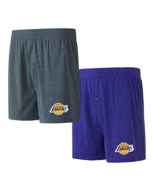 Men's Purple, Charcoal Los Angeles Lakers Two-Pack Jersey-Knit Boxer Set