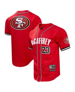 Men's Christian McCaffrey Scarlet San Francisco 49ers Baseball Button-Up Shirt