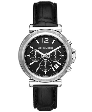 Women's Maren Chronograph Black Leather Watch 40mm