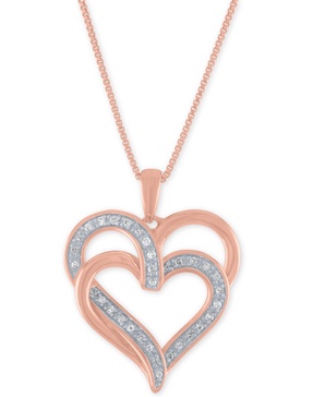 Diamond Overlap Heart 18" Pendant Necklace (1/10 ct. t.w.) in Sterling Silver, 14k Gold-Plated Sterling Silver or 14k Rose Gold-Plated Sterling Silver