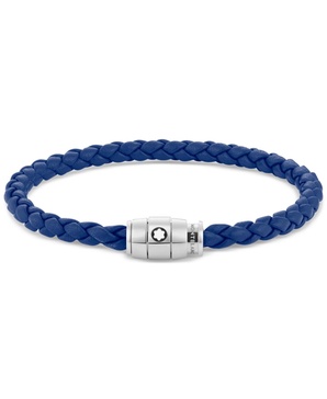 Blue Braided Leather Bracelet