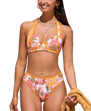 Women's Evening Garden Underwire Bikini Top & Standard Bottoms Set