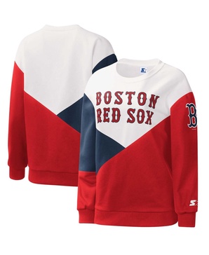 Women's White/Red Boston Red Sox Shutout Pullover Sweatshirt