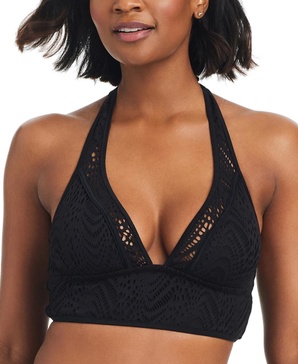 Women's Crochet Longline Halter Bikini Top, Created for Macy's