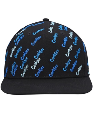 Men's Black Triple Beam Allover Print Snapback Hat