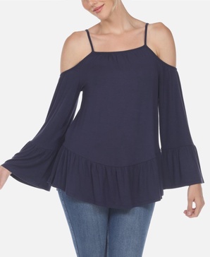 Women's Cold Shoulder Ruffle Sleeve Top