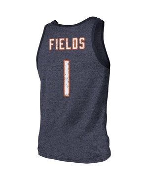 Men's Threads Justin Fields Heathered Navy Chicago Bears Player Name and Number Tri-Blend Tank Top