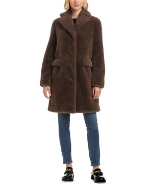 Women's Faux-Fur Notched Collar Blazer Coat