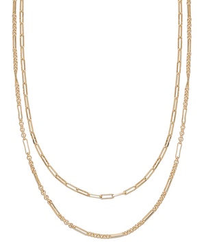 Silver, Gold Double Plated Brass Layered Necklace