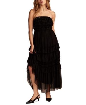 Women's Tulle-Ruffle Tube Maxi Dress