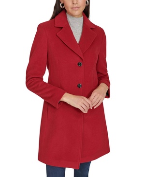 Womens Single-Breasted Wool Blend Coat