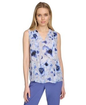 Women's Printed Sleeveless Pleated Top