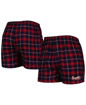 Men's Navy, Red Atlanta Braves Ledger Flannel Boxers