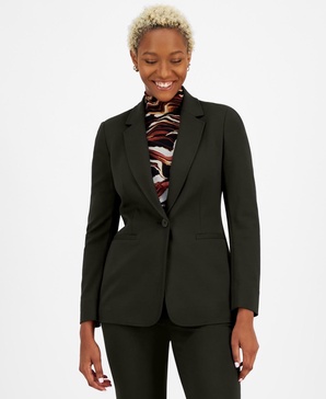 Women's Compression One-Button Long-Sleeve Blazer, Created for Macy's 