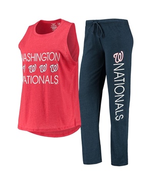 Women's Navy, Red Washington Nationals Meter Muscle Tank Top and Pants Sleep Set