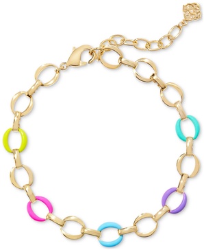 14k Gold-Plated Multicolor Chain Link Bracelet