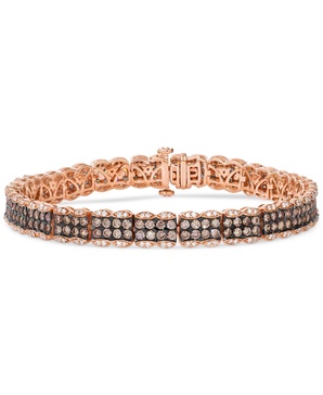 Chocolatier® Chocolate Diamond & Vanilla Diamond Pavé Cluster Tennis Bracelet (5-7/8 ct. t.w.) in 14k Rose Gold