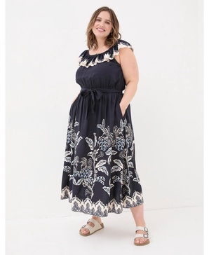 Plus Size Ezra Damask Midi Dress