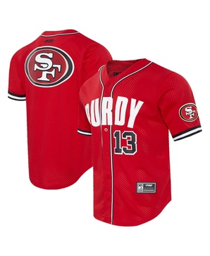 Men's Brock Purdy Scarlet San Francisco 49ers Mesh Button-Up Baseball Jersey