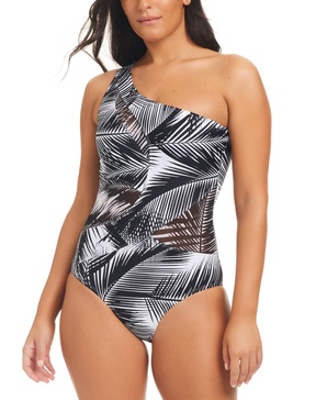 Women's Giving Attitude One-Shoulder Printed One-Piece Swimsuit